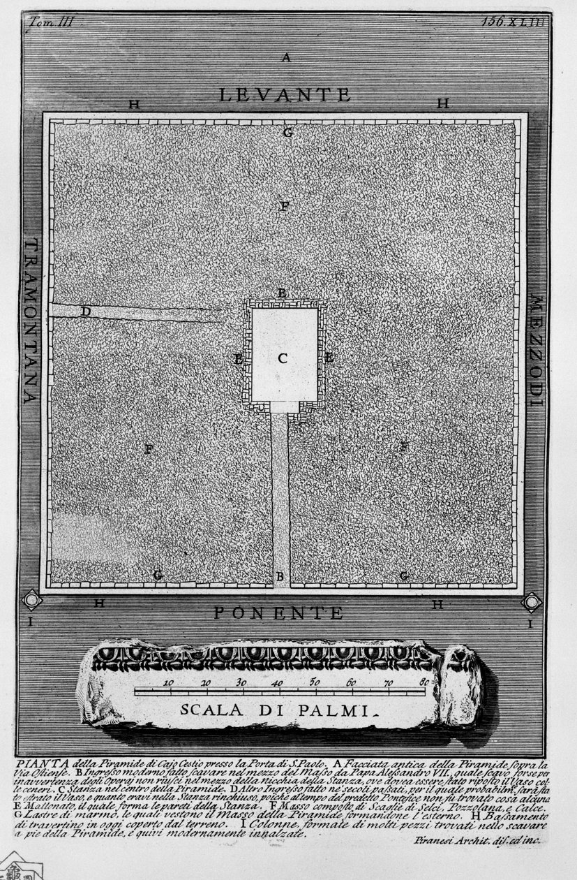 PIANTA della Piramide di Cajo Cestio presso la Porta di S. Paolo. av Giovanni Battista Piranesi