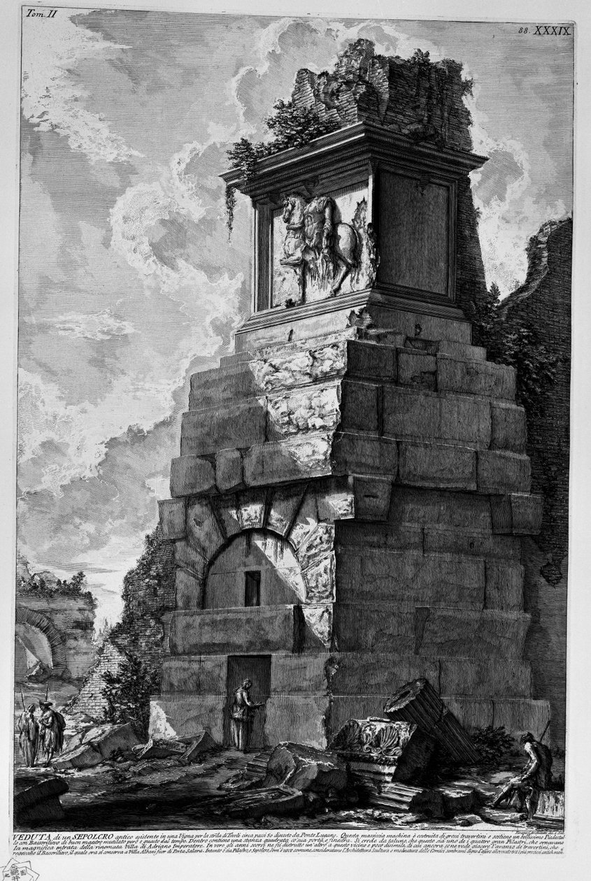 Tomb on the Via Tiburtina near Ponte Lugano av Giovanni Battista Piranesi