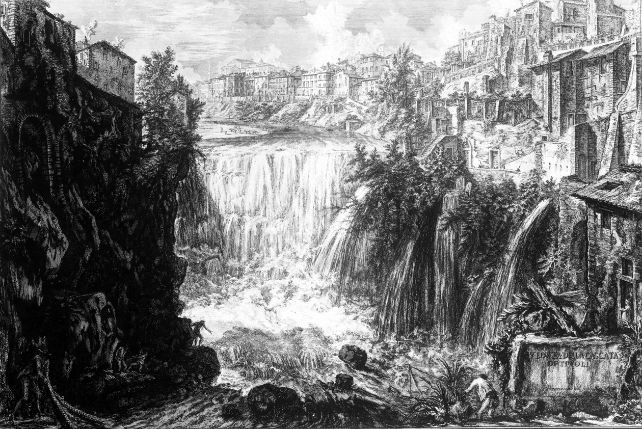 Vy över vattenfallet i Tivoli, från serien "Views of Rome", c.1760 av Giovanni Battista Piranesi
