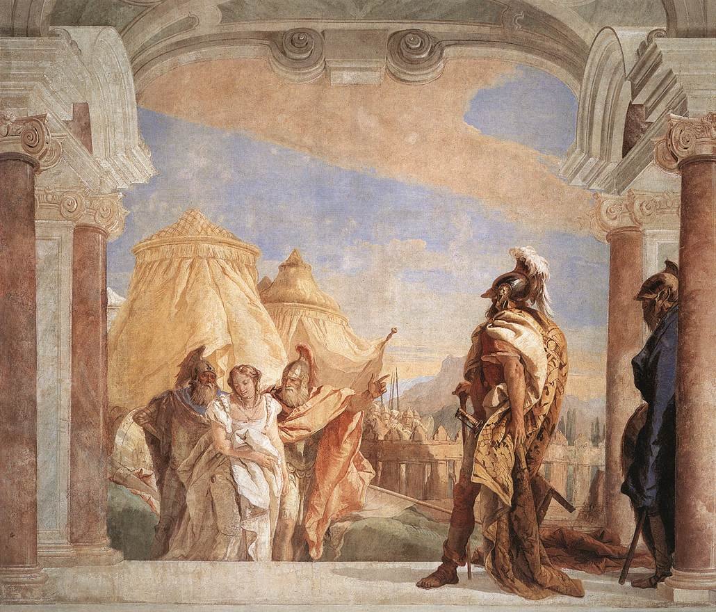 Eurybates and Talthybios Lead Briseis to Agamemmon av Giovanni Battista Tiepolo