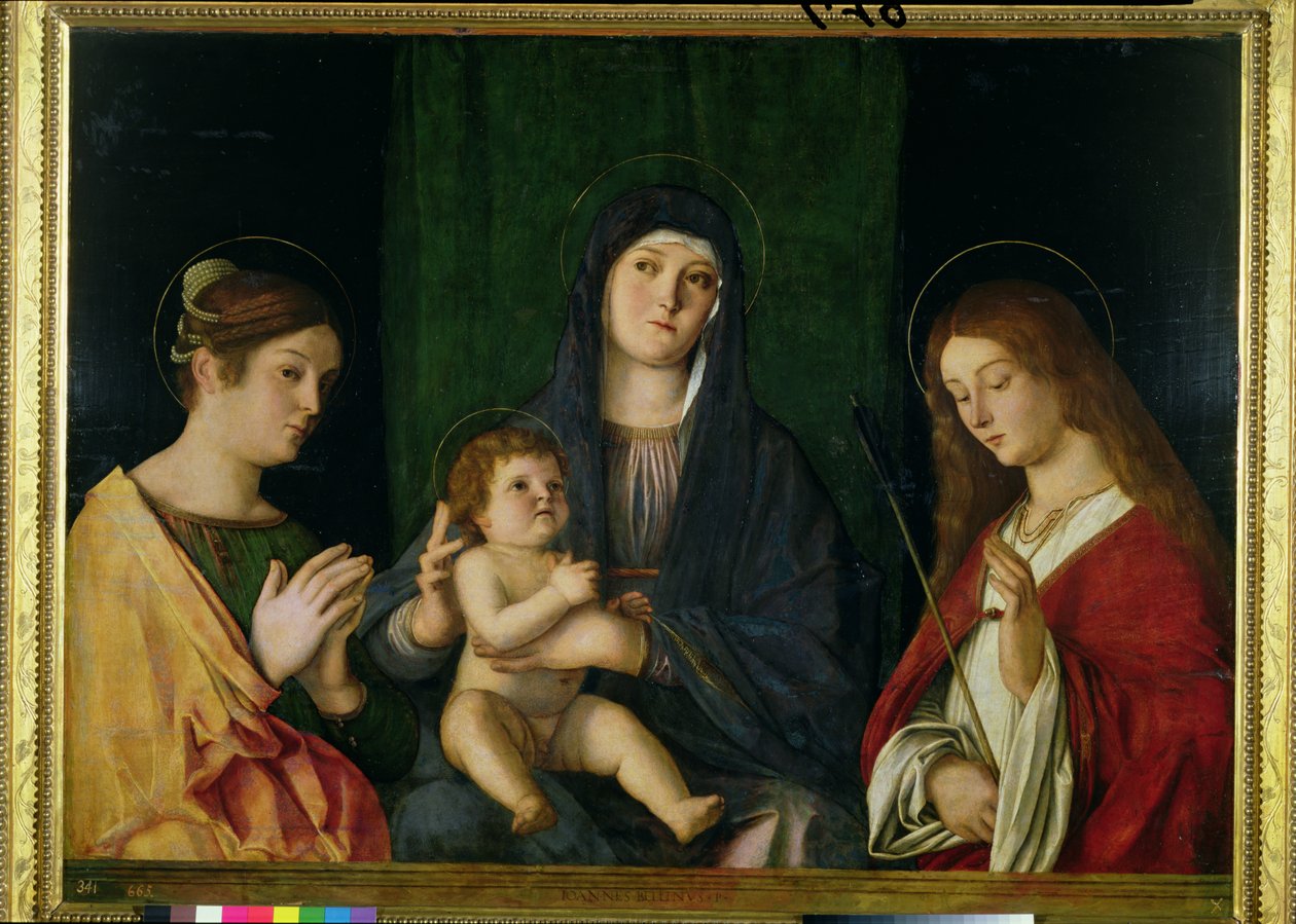 Jungfrun och barnet med St. Catherine och St. Ursula, c.1490 av Giovanni Bellini