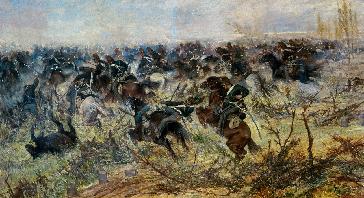 Kavaleri angreb i Montebelloswed av Giovanni Fattori