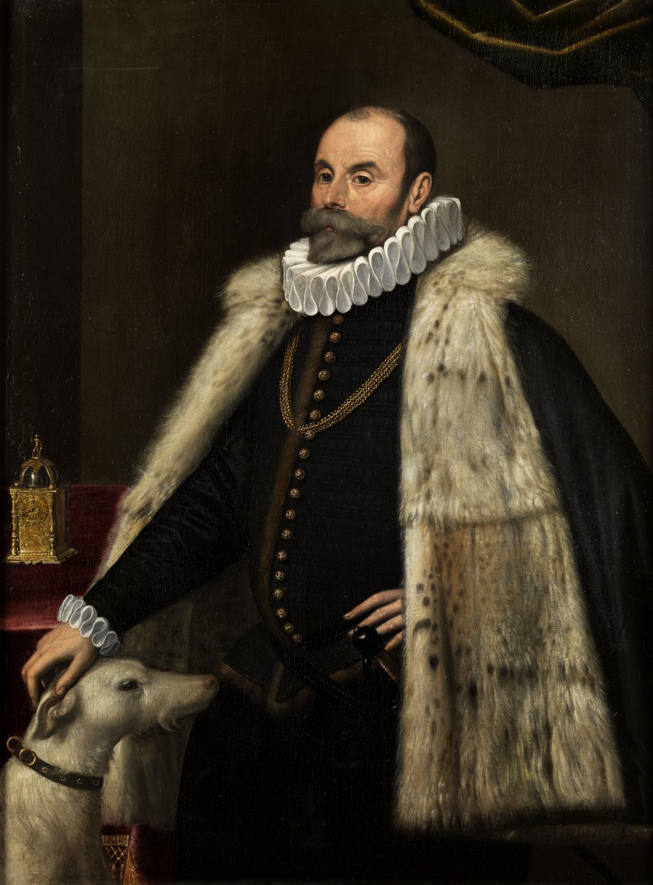 Portrait eines Adligen mit Hund av Giovanni Paolo Cavagna
