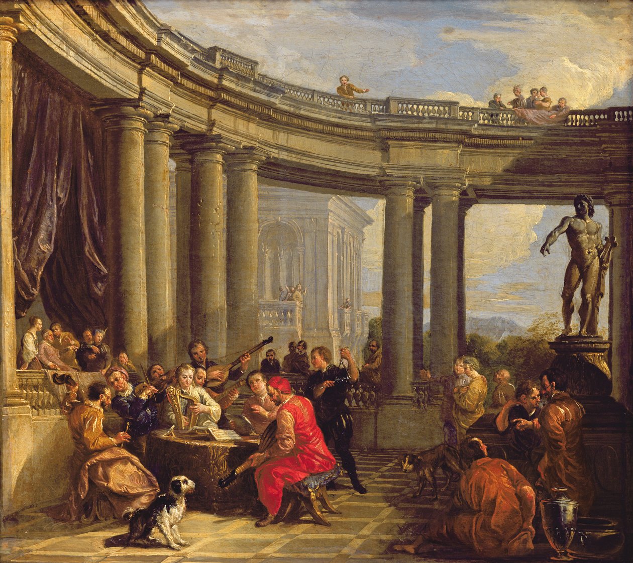 Konsert i ett cirkulärt galleri, c.1718-19 av Giovanni Paolo Pannini