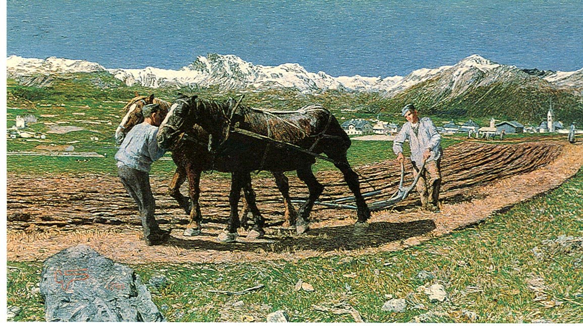  Das Pflugen  av Giovanni Segantini