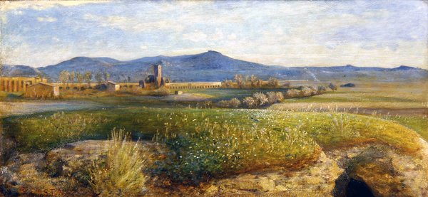 The Roman Campagna (olja på panel) av Giovanni Costa