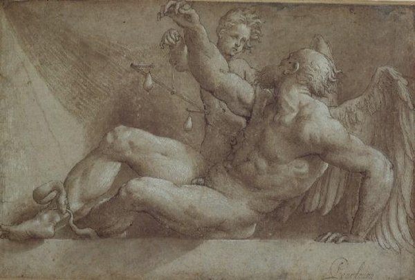 Allegory of Time (ritning) av Giovanni Antonio Pordenone