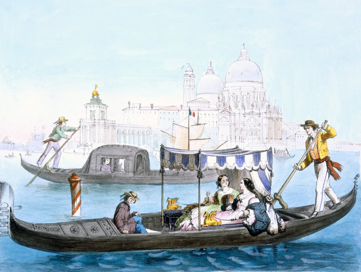 Venetiansk gondol, c1850. av Giovanni Battista Cecchini