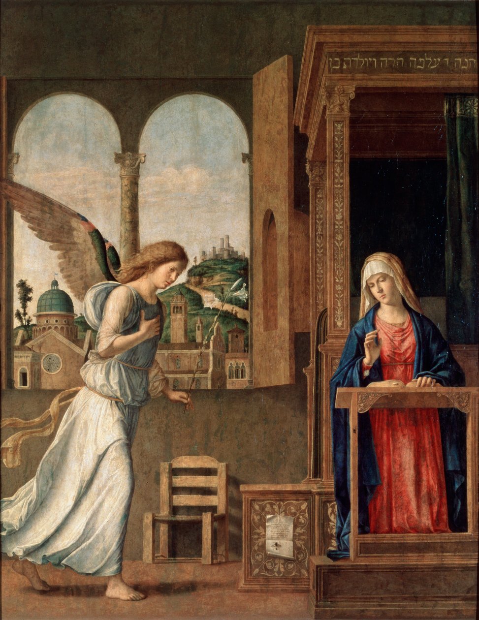 Bebådelsen, 1495. av Giovanni Battista Cima da Conegliano