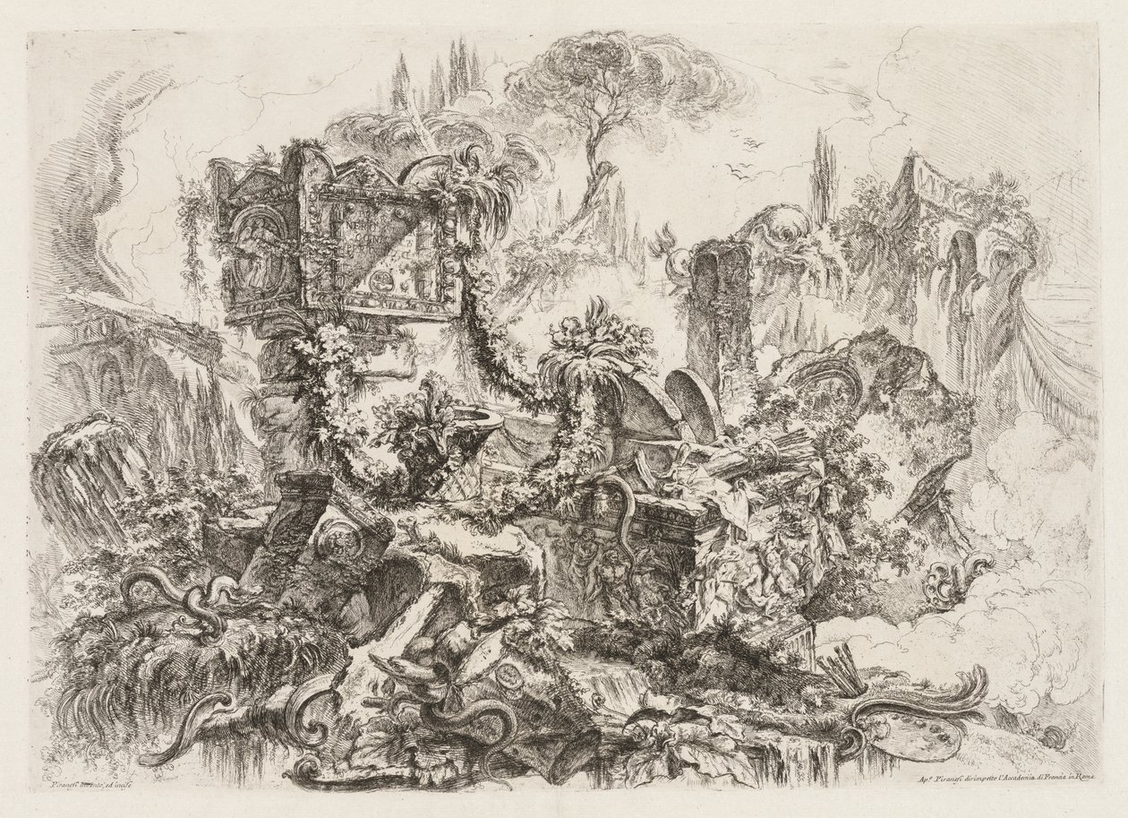 Groteschi: Ruiner med ormar av Giovanni Battista Piranesi