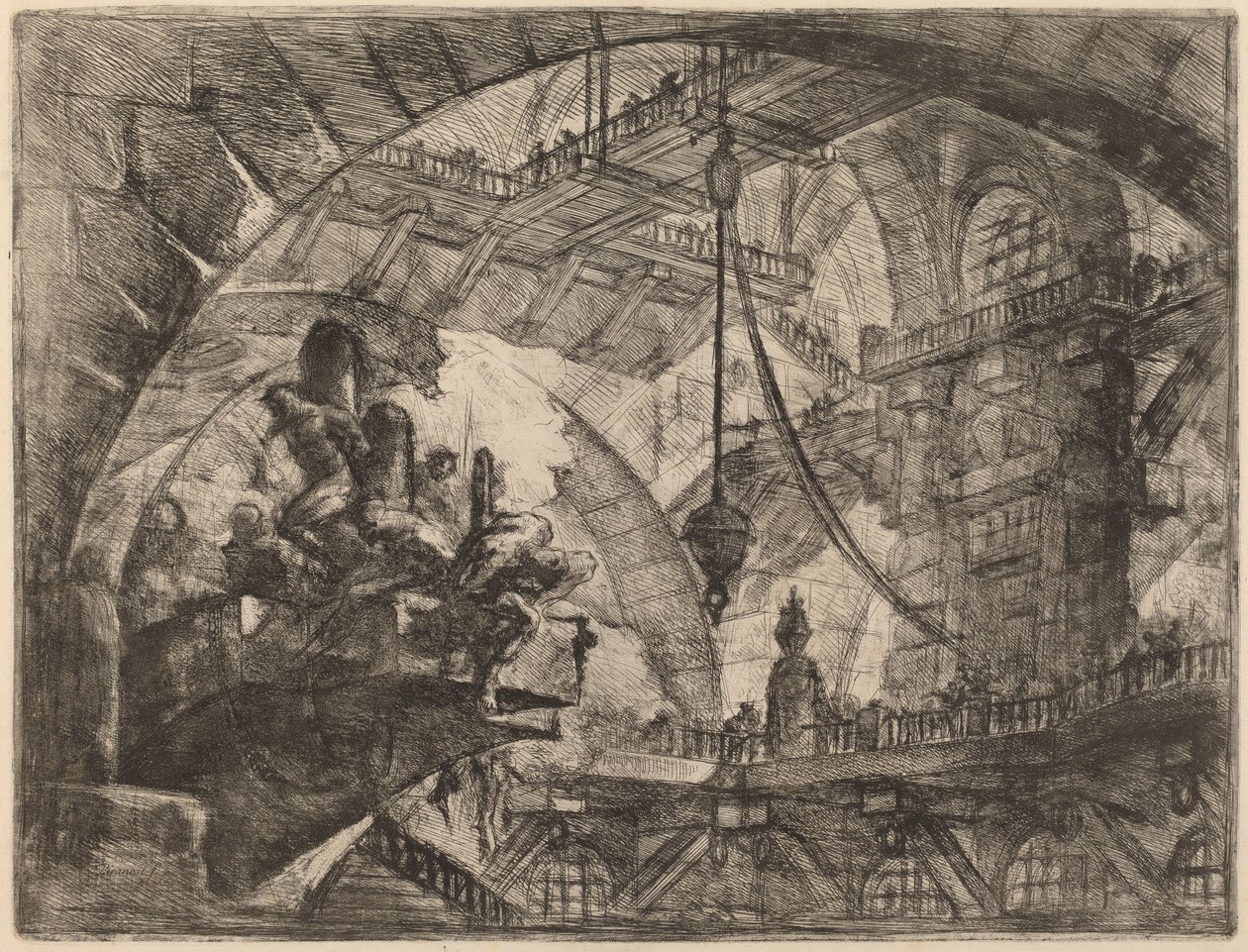 Fångar på en projekterande plattform av Giovanni Battista Piranesi