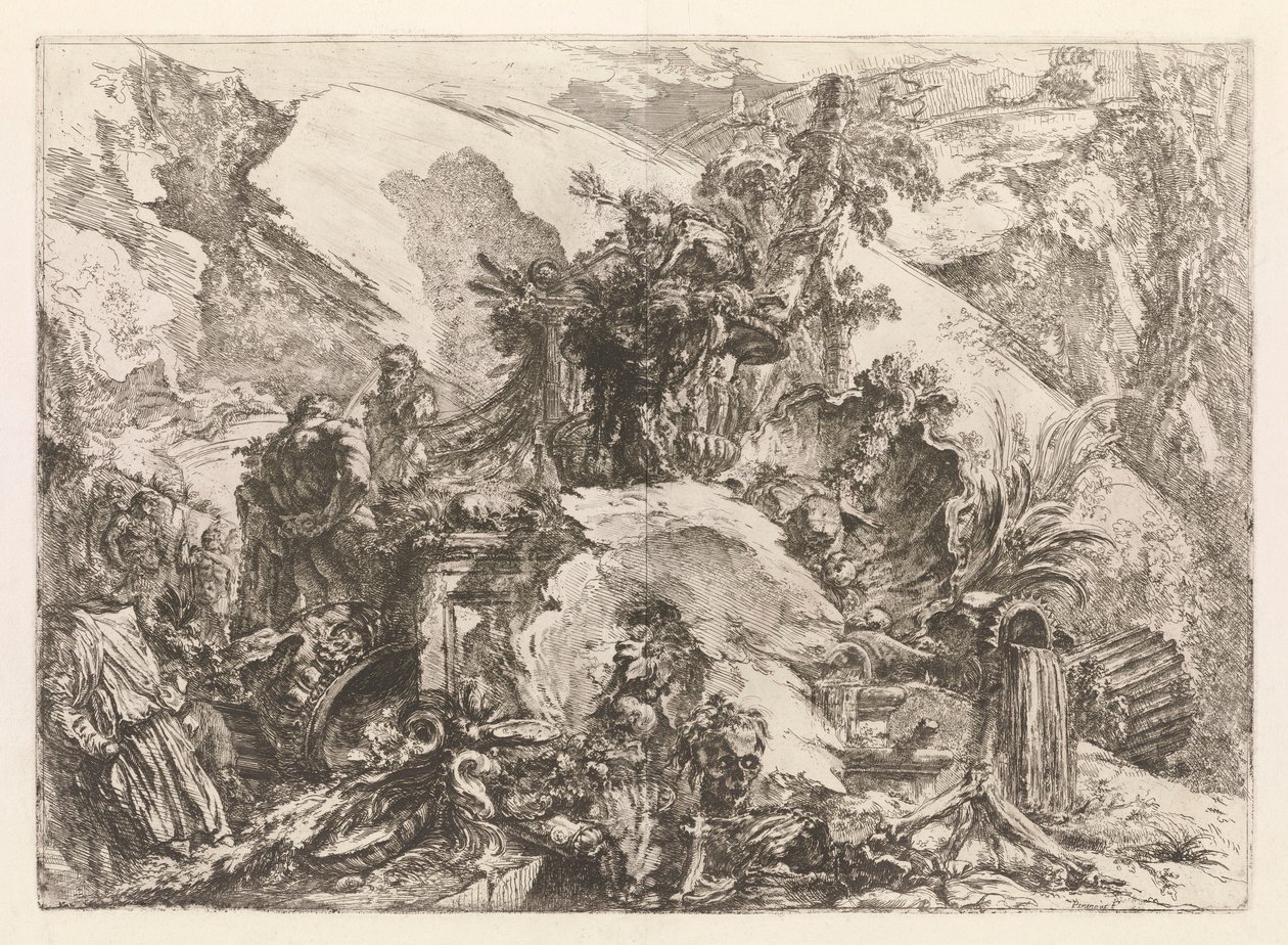 Skeletten, från Grotteschi (Grotesques) av Giovanni Battista Piranesi