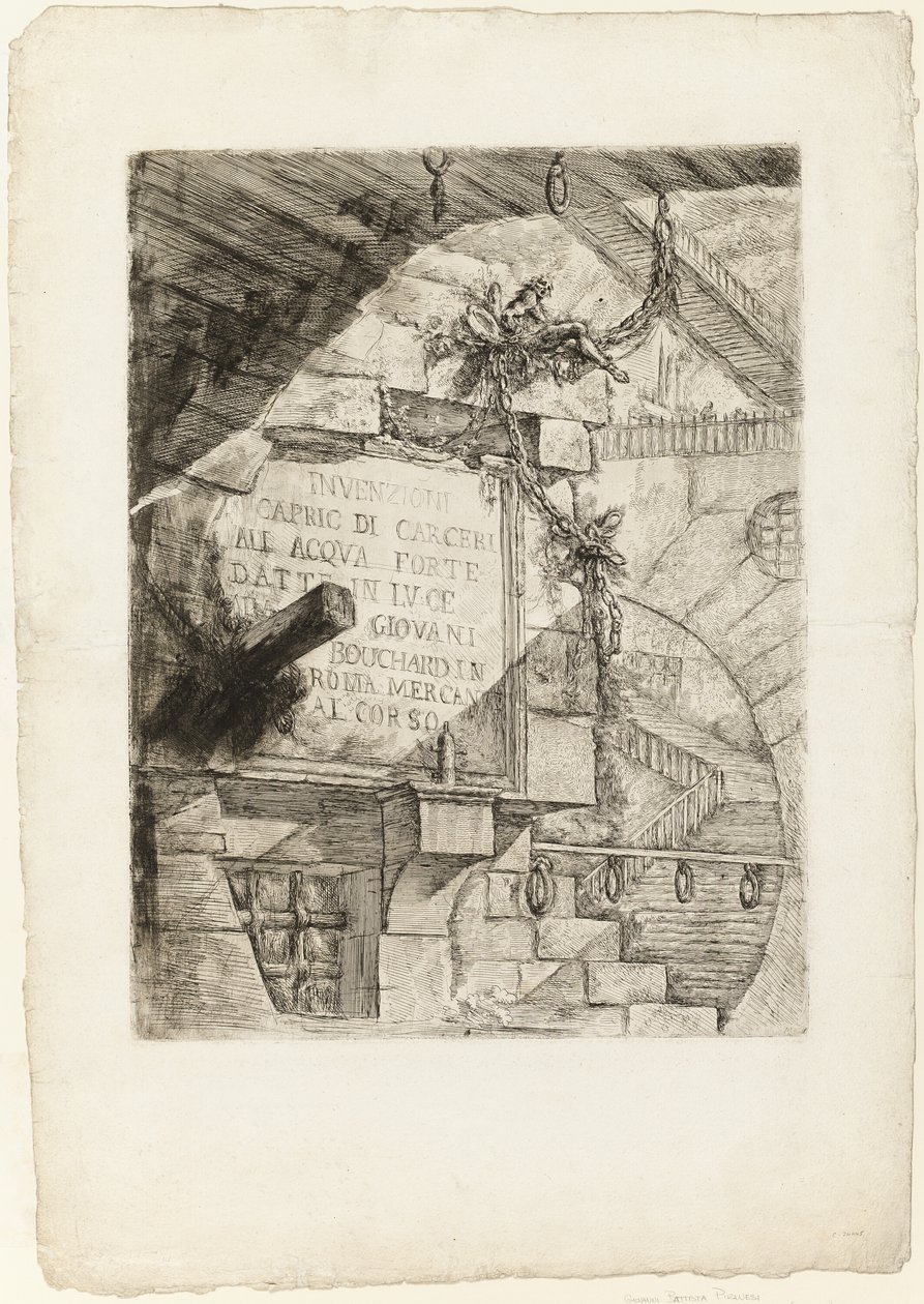 Titelsida från Imaginary Prisons av Giovanni Battista Piranesi