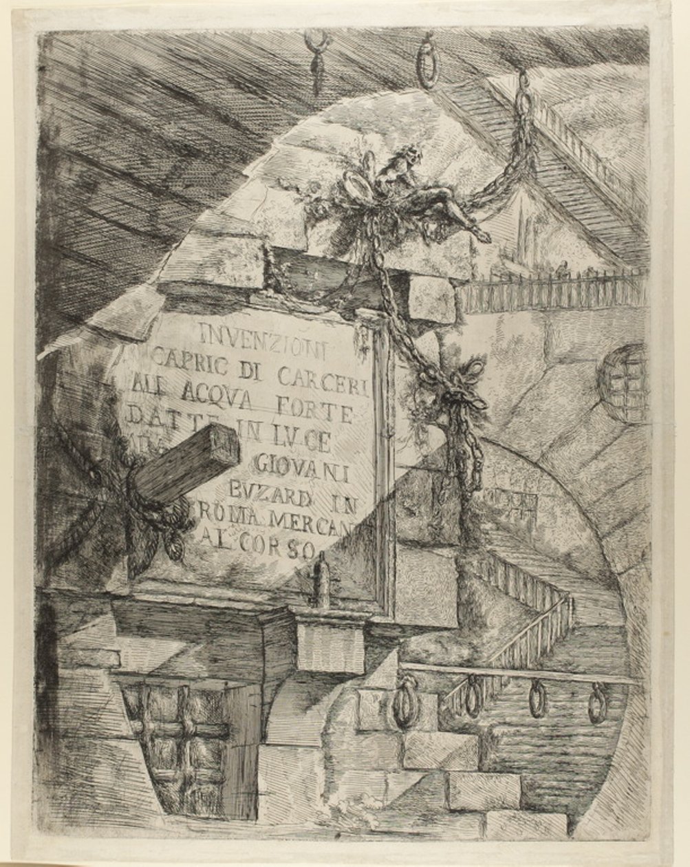 Titelsida från Imaginary Prisons av Giovanni Battista Piranesi