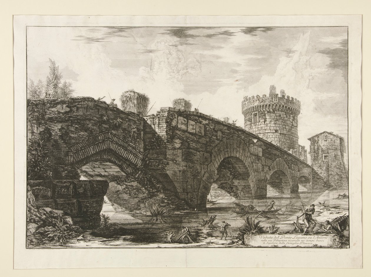 Utsikt över Luganobron på l av Giovanni Battista Piranesi