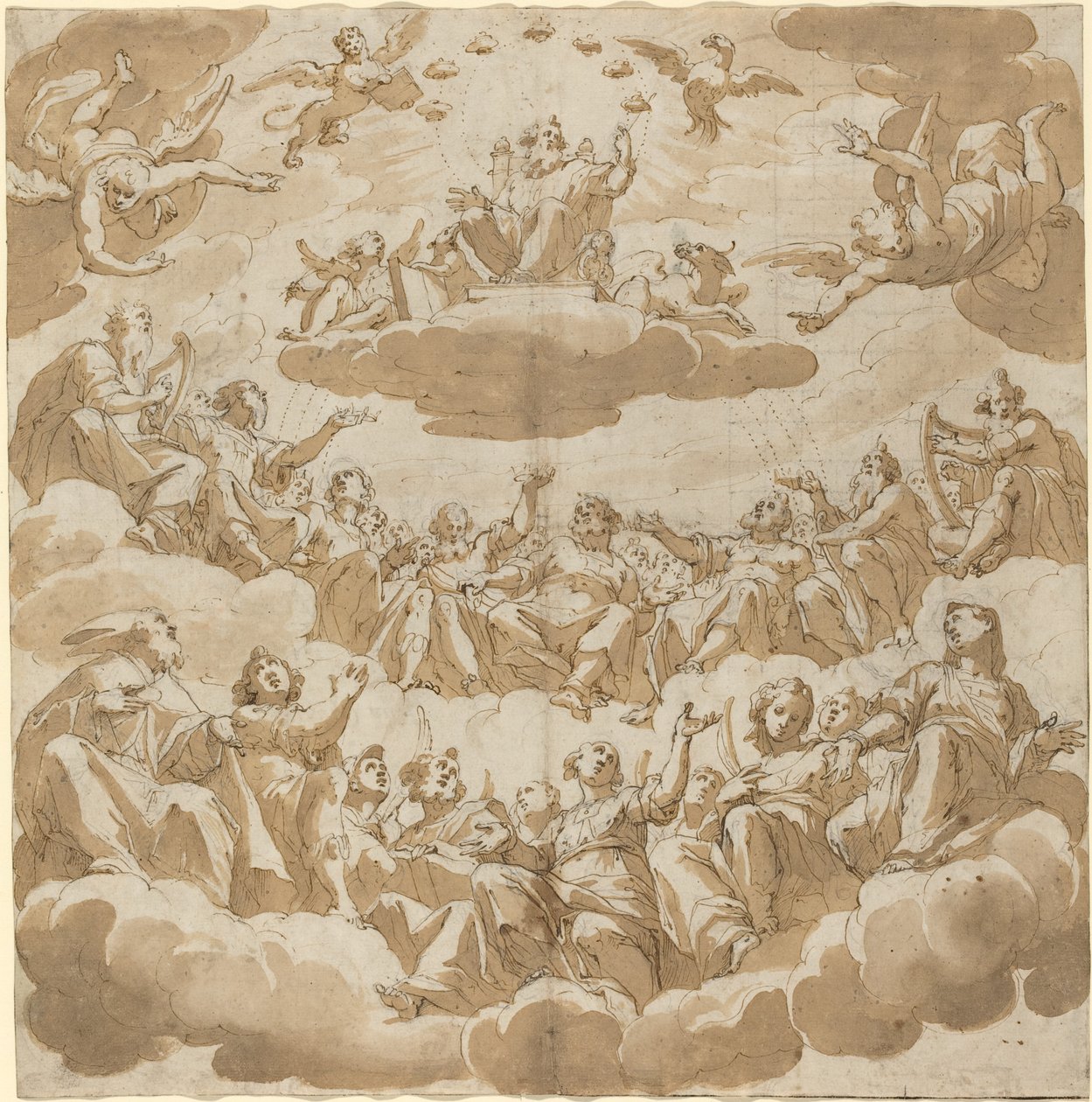 Gud tronande omgiven av heliga av Giovanni Battista Trotti