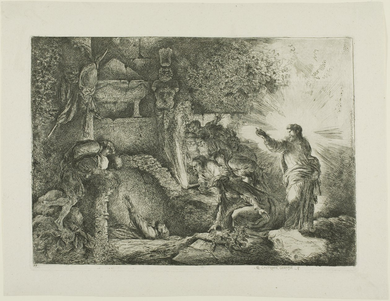 Lazarus uppståndelse av Giovanni Benedetto Castiglione