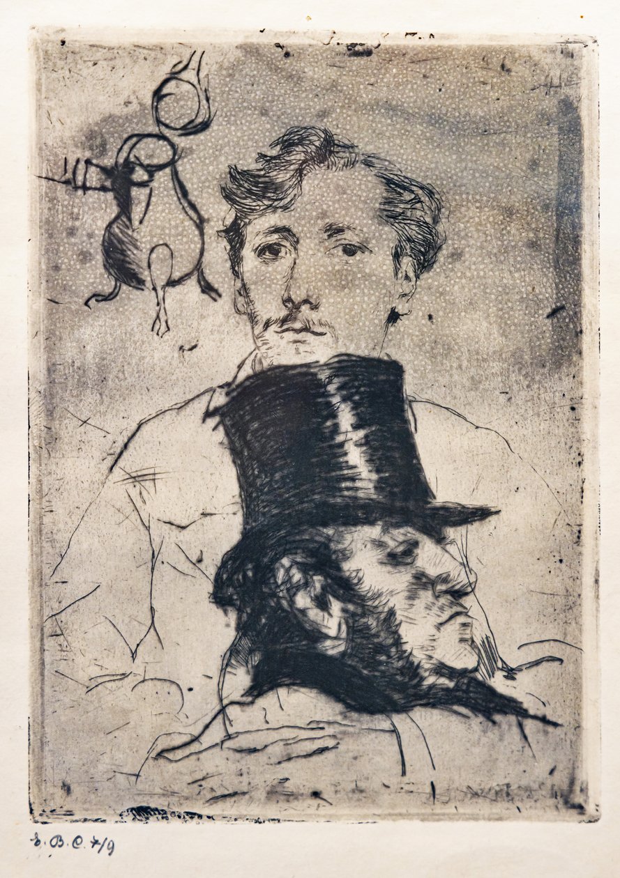 Porträtt av Rodenbach (etsning och torrnål) av Giovanni Boldini