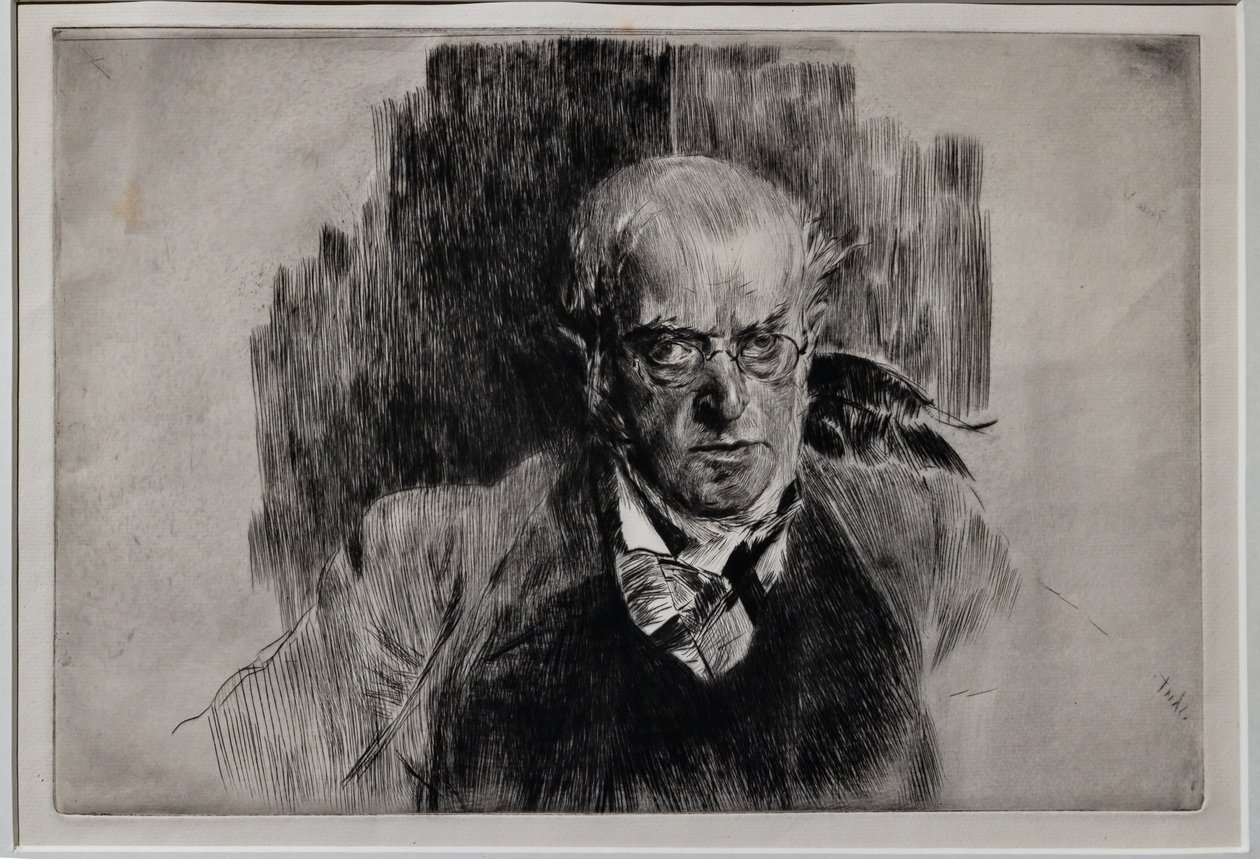 Porträtt av målaren Adolph Menzel av Giovanni Boldini
