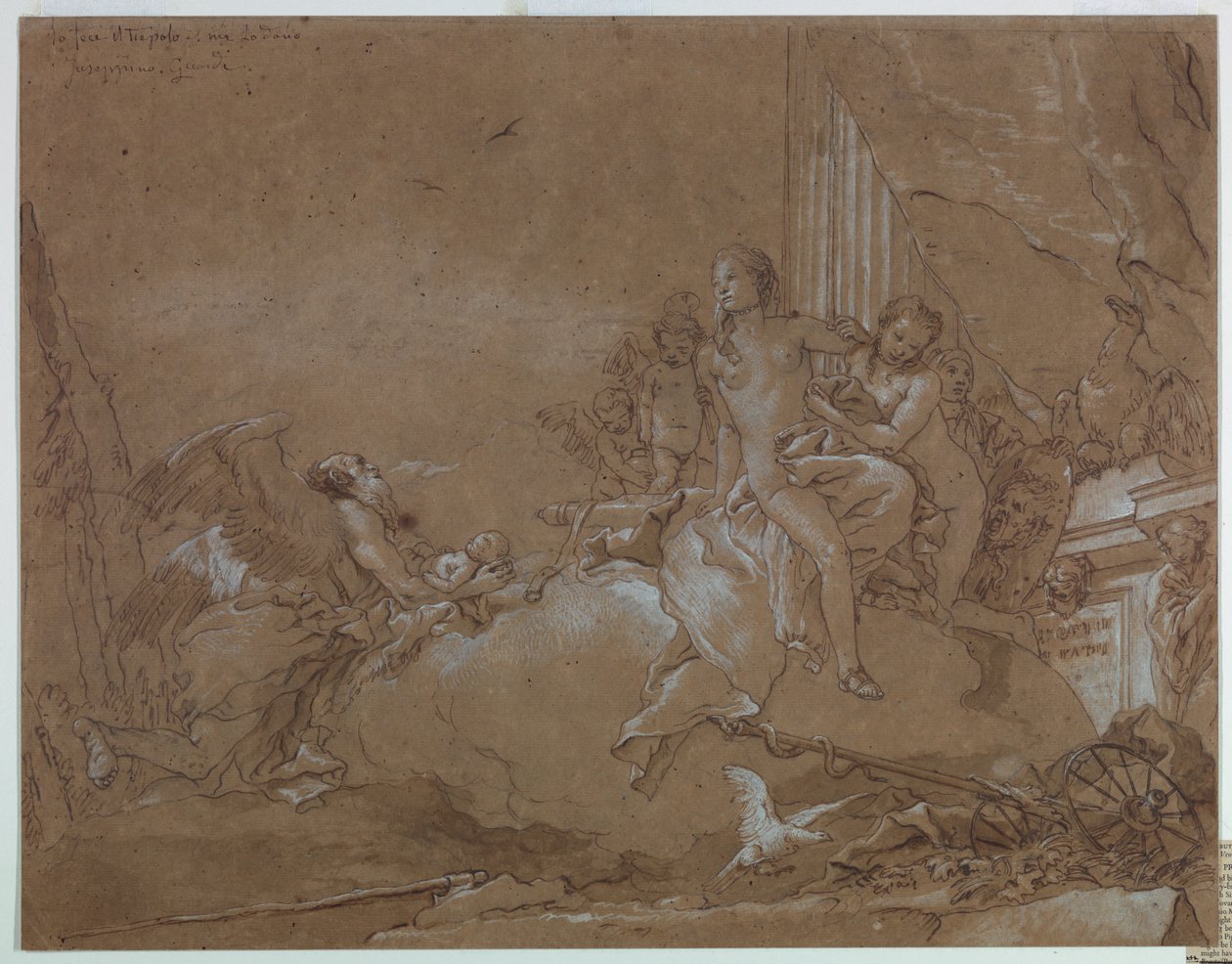 Tid (Chronos) Anförtror Amor till Venus av Giovanni Domenico Tiepolo