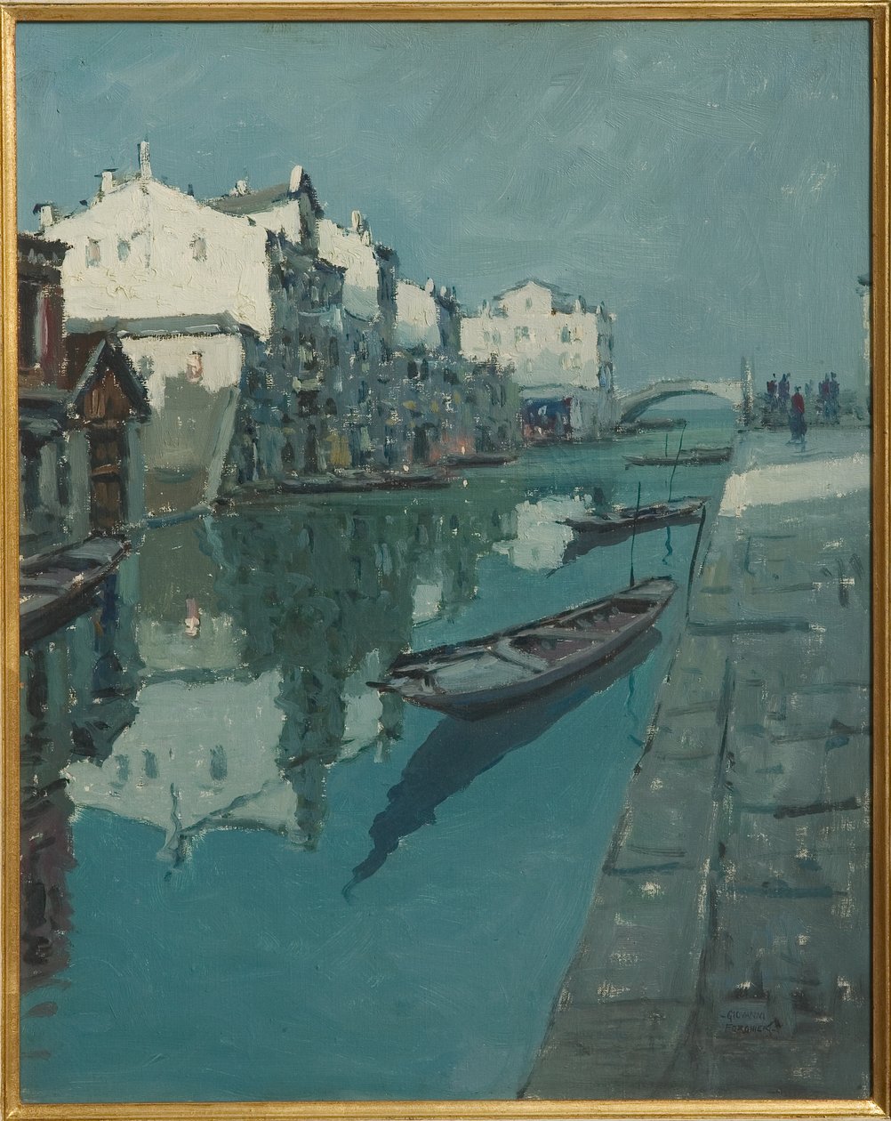Kanal i Venedig (oljemålning) av Giovanni Forghieri