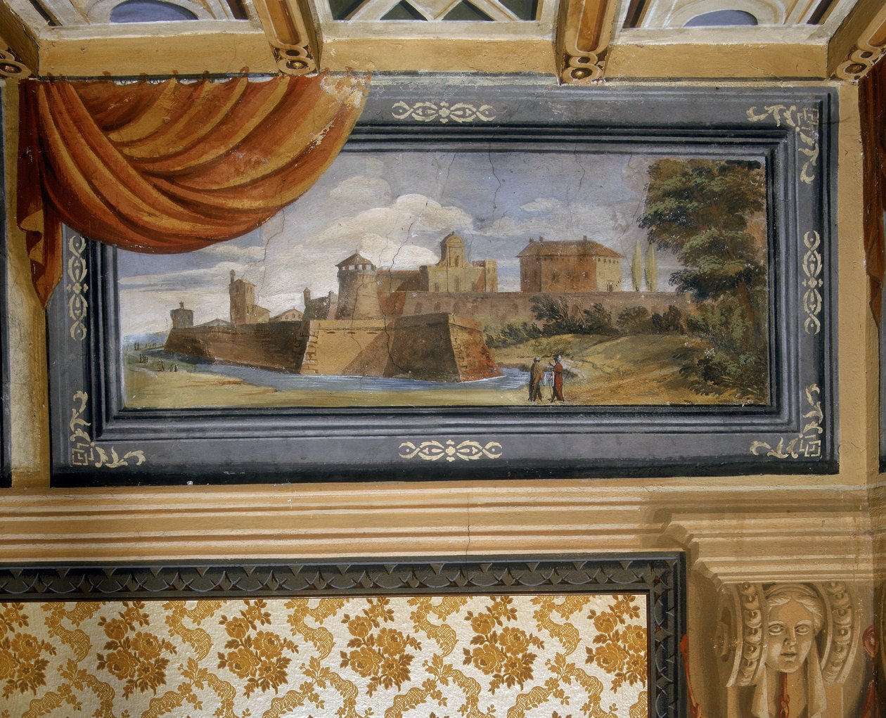 Lantligt landskap med byggnader av Giovanni Francesco Barbieri
