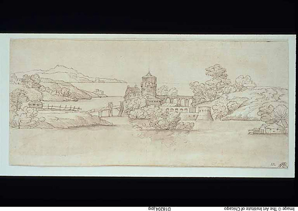 Landskap med slott av Giovanni Francesco Grimaldi
