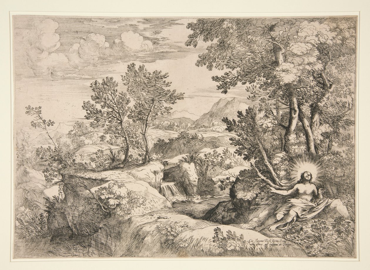 Maria Magdalena i ett landskap av Giovanni Francesco Grimaldi