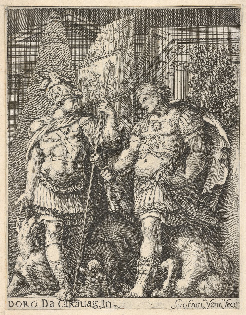 Två romerska soldater, 1600-talet. av Giovanni Francesco Venturini