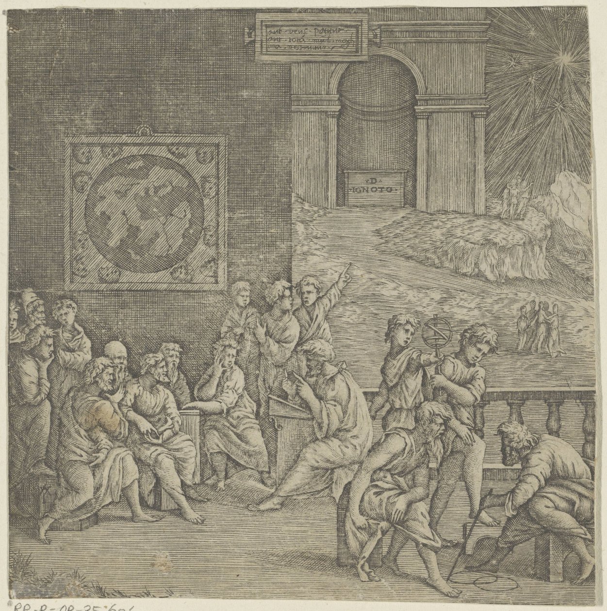 Skola för en filosof av Giovanni Jacopo Caraglio (attributed to)