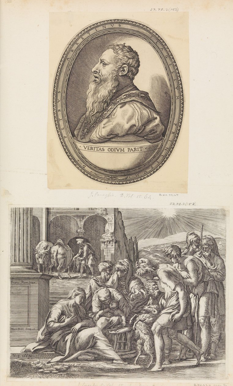 Tillbedjan av herdarna. av Giovanni Jacopo Caraglio