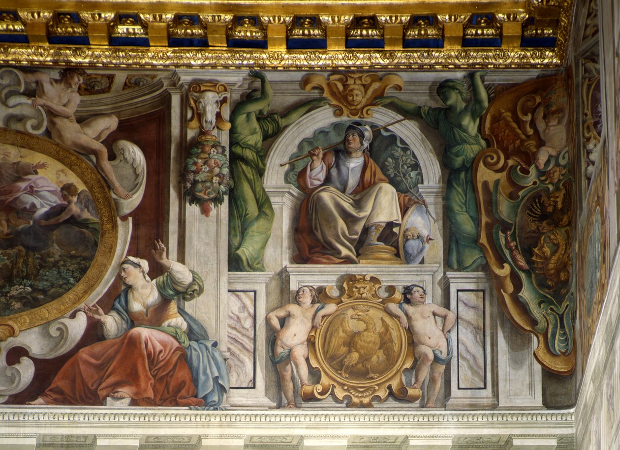 Detalj från frisen, Hall of Cuirassiers av Giovanni Lanfranco