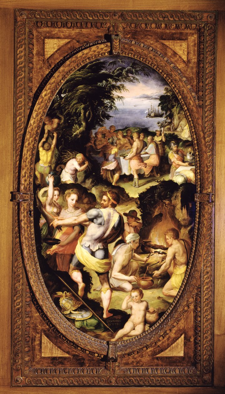 The Discovery of Glass, 1572 skiffer av Giovanni Maria Butteri