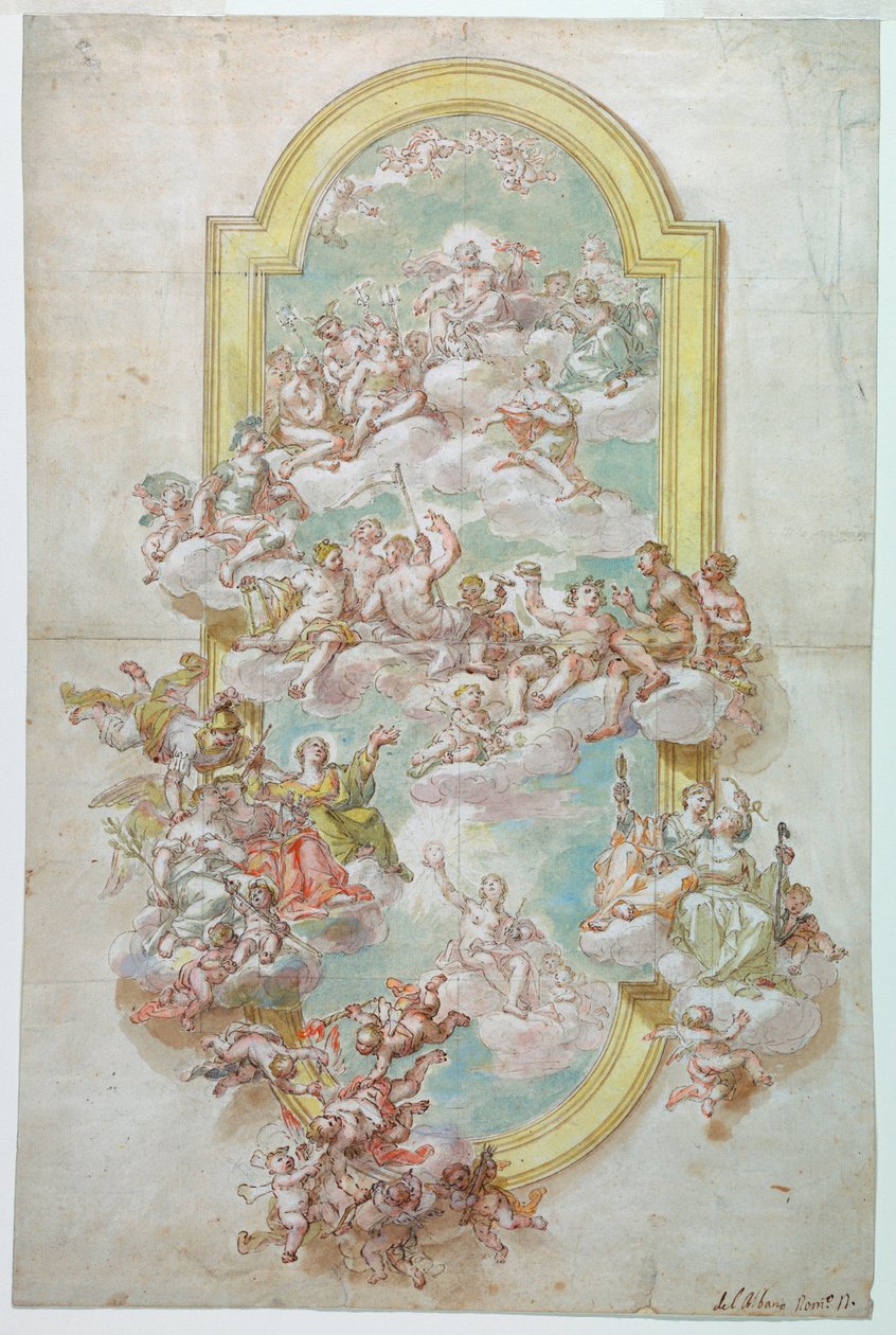 Teckning, Tak med Jupiter, juni, 1718-30 av Giovanni Odazzi
