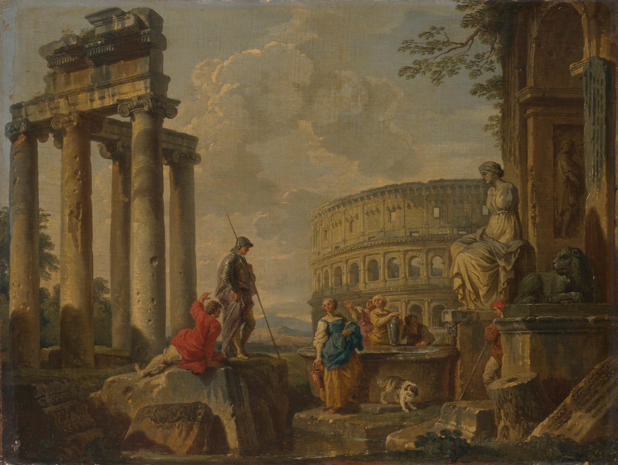 Colosseum bland romerska ruiner av Giovanni Paolo Panini