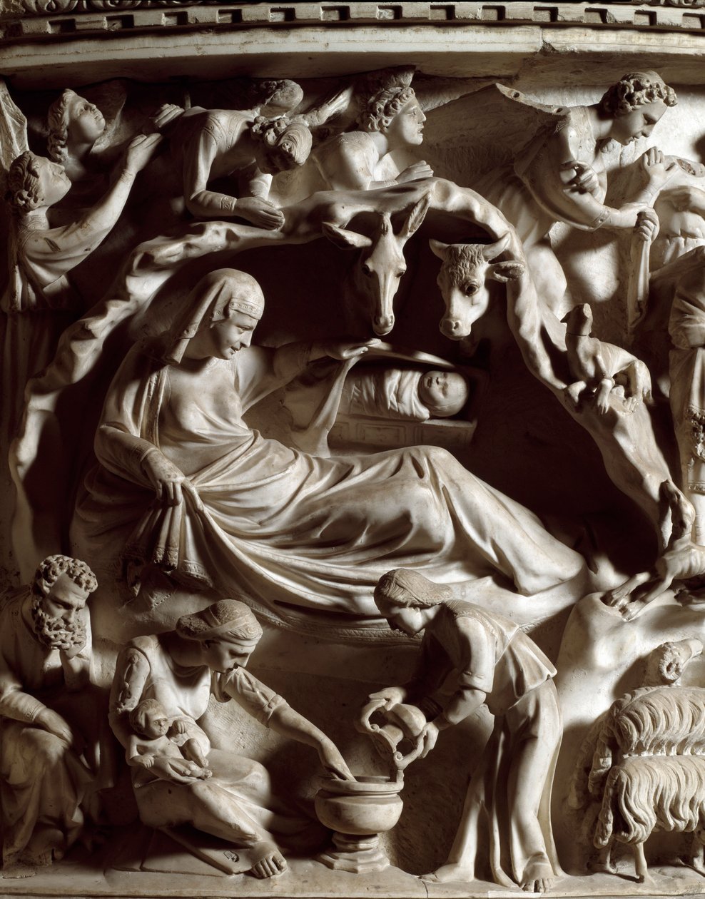 Födelse, detalj av Giovanni Pisano