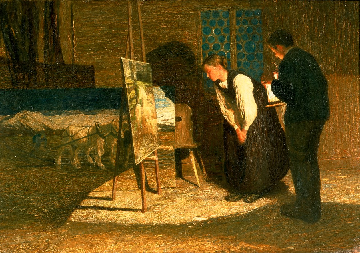 Mina modeller (olja på duk) av Giovanni Segantini