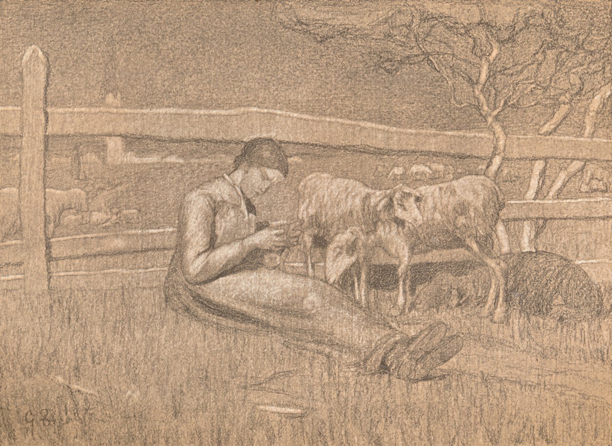 Herdinnan, c1888 av Giovanni Segantini
