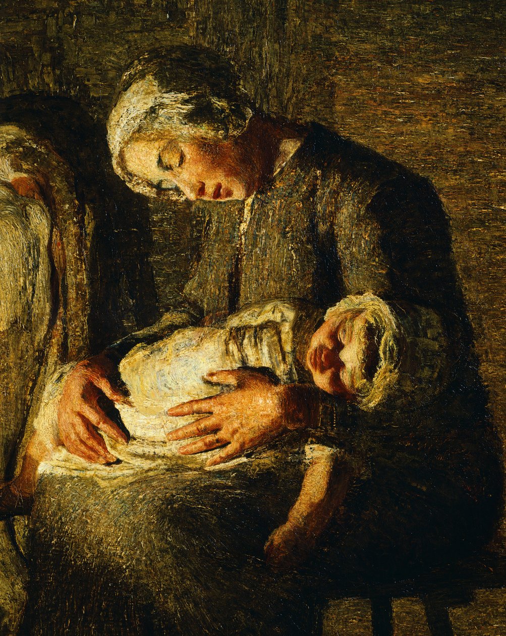 De två mödrarna, av Giovanni Segantini, detalj av Giovanni Segantini
