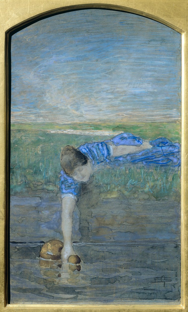 Kvinnor vid floden, av Giovanni Segantini (1858-1899) av Giovanni Segantini