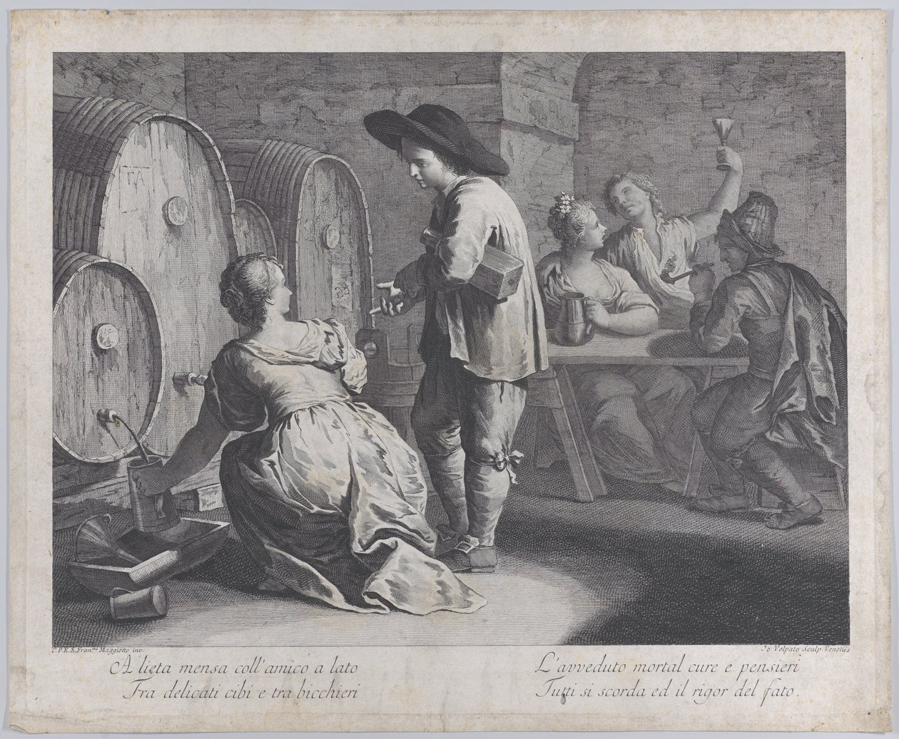 En barmaid fyller muggar..., 1760-70. av Giovanni Volpato