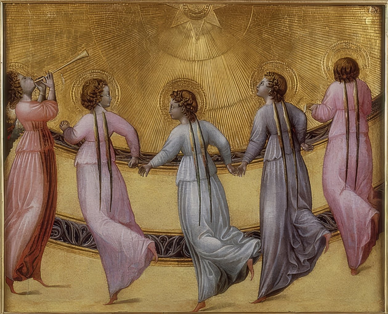 Fem dansande änglar. Omkring 1436 av Giovanni di Paolo