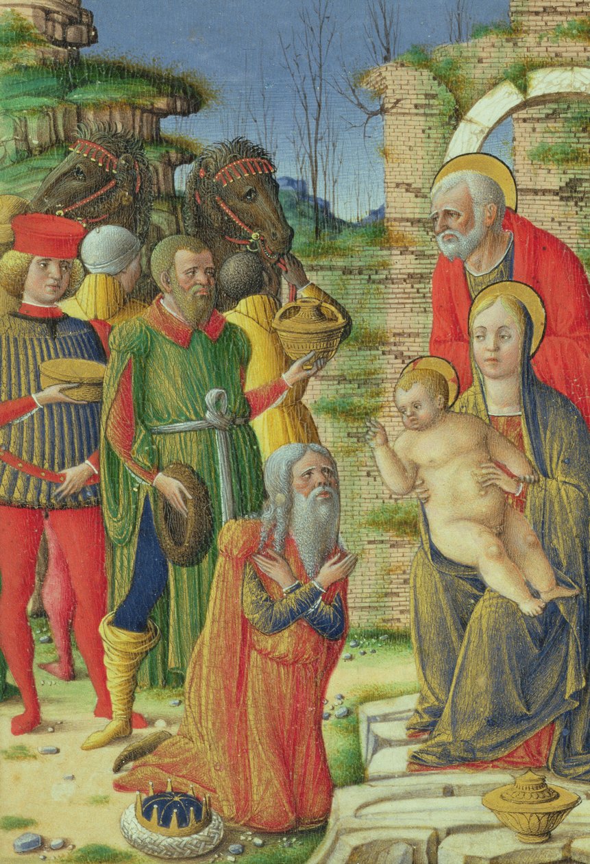 Tillbedjan av Magi, c.1465 av Girolamo da Cremona