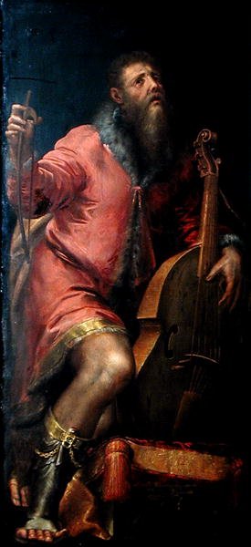 Cellist, ca 1562 av Girolamo Mazzola Bedoli