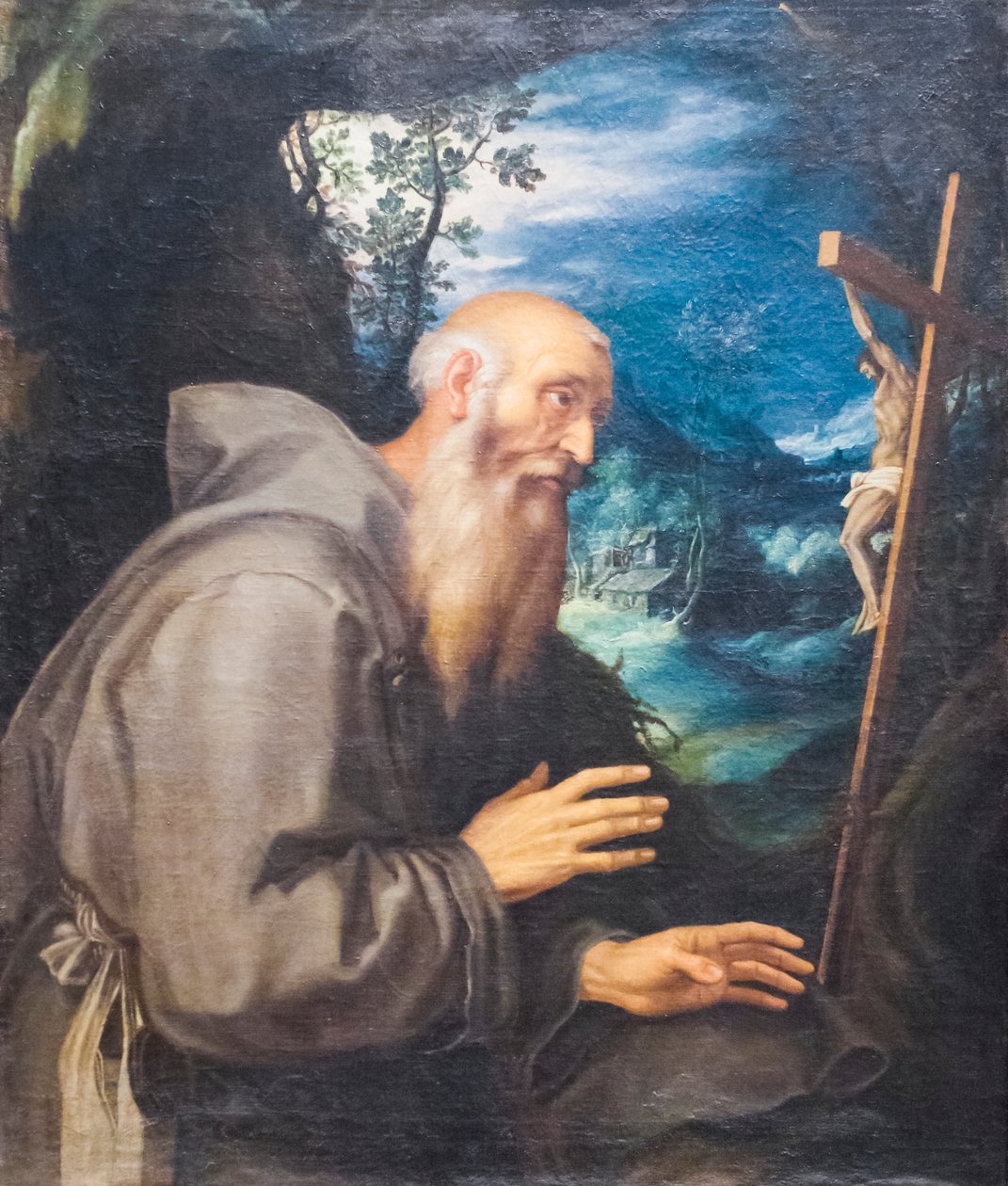 En helig eremit (olja på duk) av Girolamo Muziano