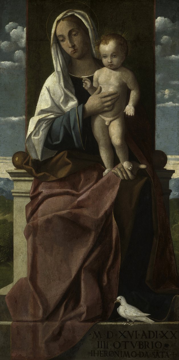 Jungfru och barn på tronen av Girolamo da Santacroce