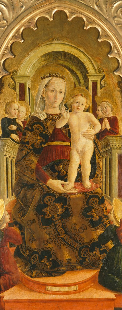 Enthroned Madonna (målning) av Girolamo di Giovanni di Camerino
