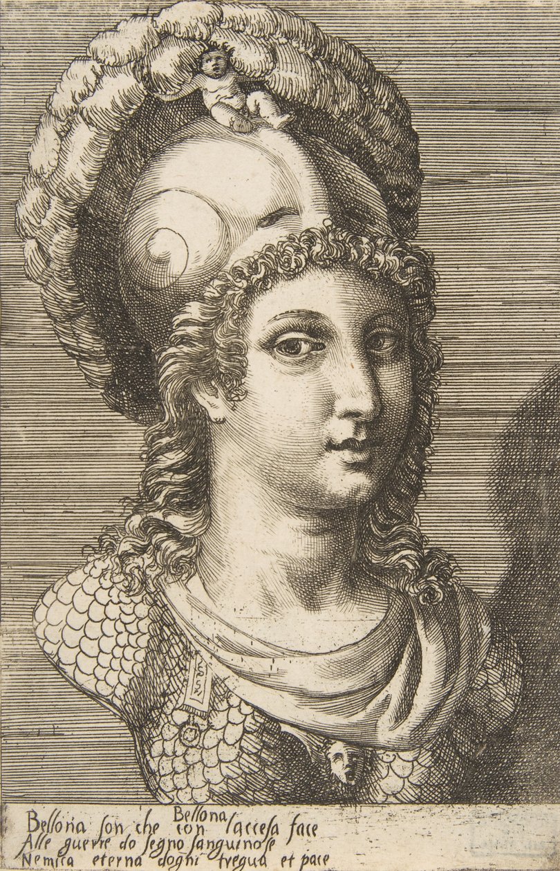 Byst av Bellona, ca. 1531-76. av Giulio Bonasone