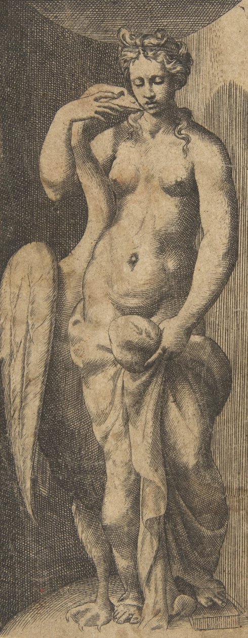 Leda och svanen, ca 1531-76. av Giulio Bonasone