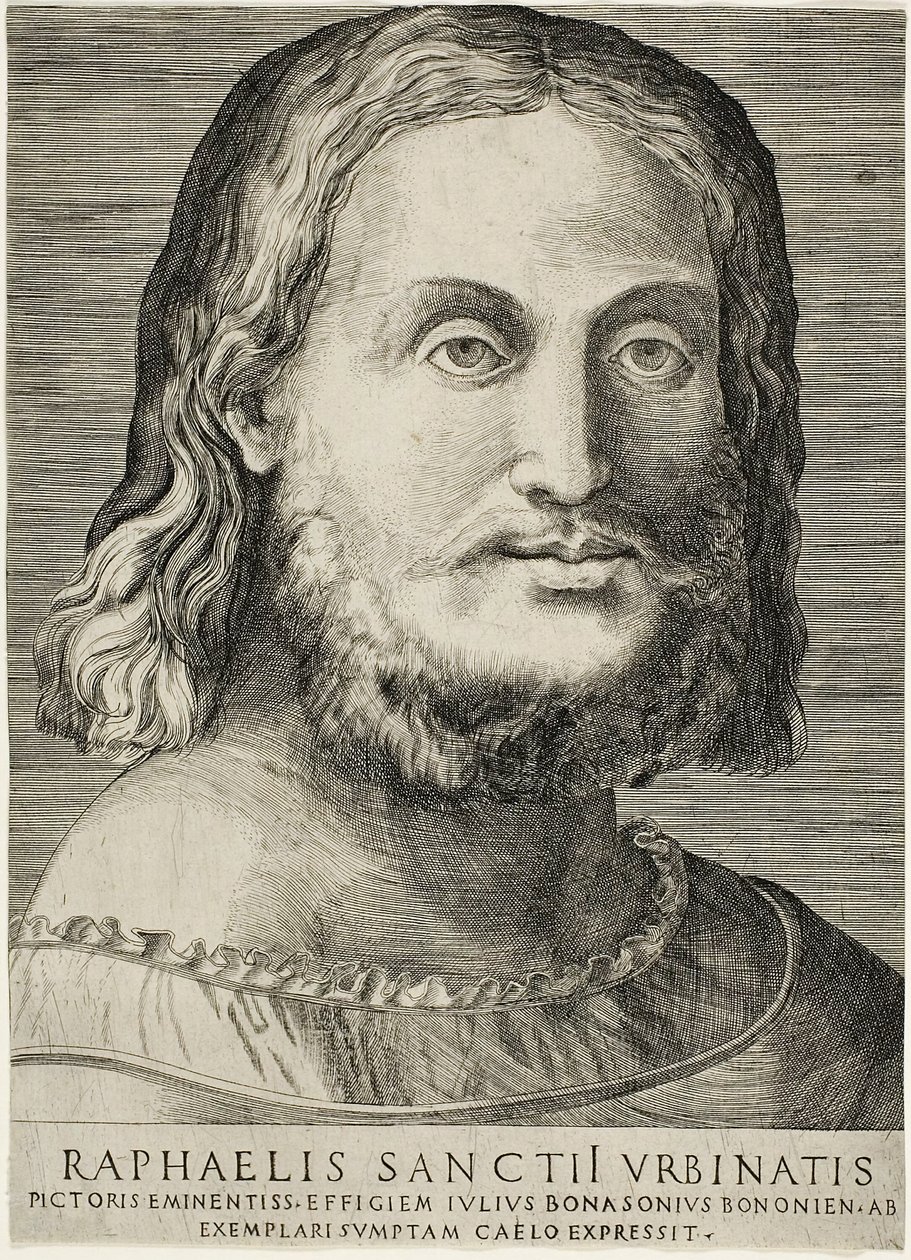 Porträtt av Raphael av Giulio Bonasone
